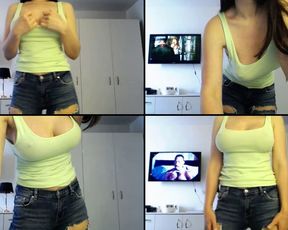 Evais suckin her tits,fucking her pussy with her toy then fucking her ass with her fingers in free cam recording 2017-04-12 150411