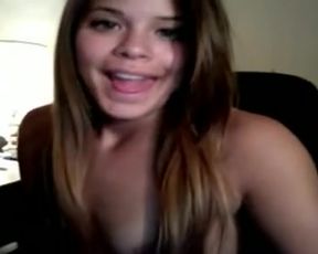 Girl showing on webcam