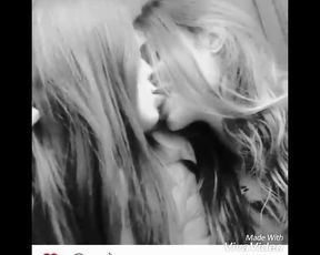 Chicks kissing each other