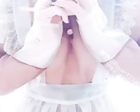 Chinese cosplay lolita rides and sucks her dildo