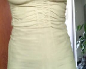 Busty Redhead in Green Dress