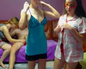 couple181, blowjob, 3 girls, naked