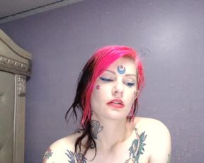 kandykitten23, stockings, pink hair, tats, dildo, punk,